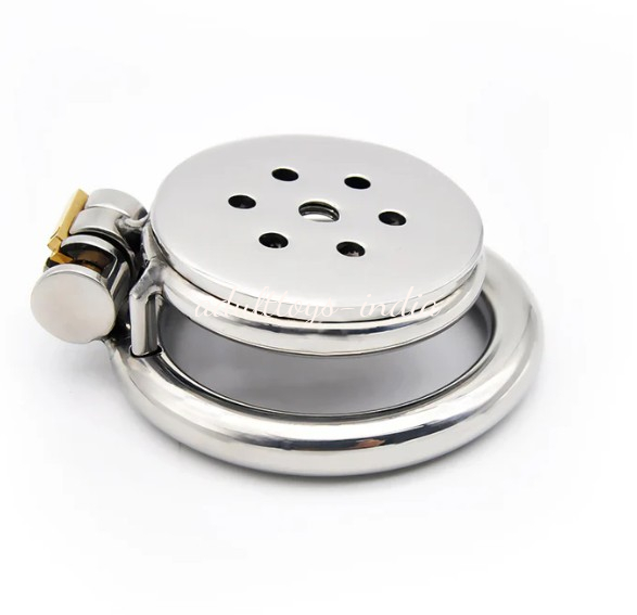 Small Stainless Steel Flat Chastity Device For Men - Image 2