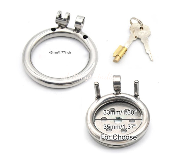 Small Stainless Steel Flat Chastity Device For Men - Image 6