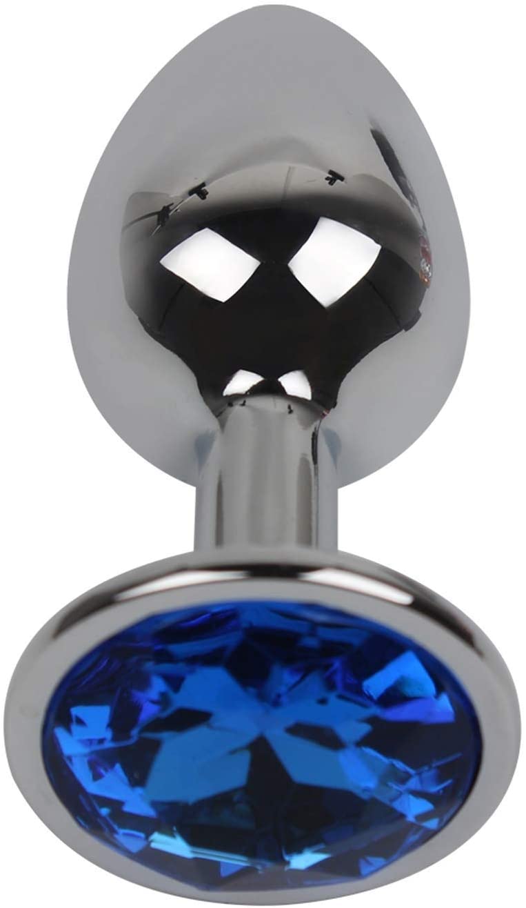 Unisex Steel Blue Jeweled Beginners Butt Plug Small Size - Image 4