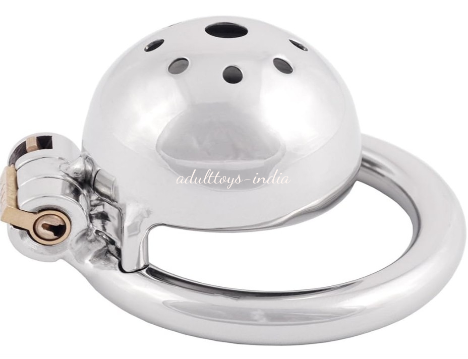 Metal Chastity Device Male Comfortable Virginity Lock Chastity Belt with Small Cage (1.77 inch / 45mm) - Image 3