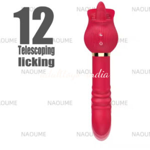 True Tongue Licking Telescopic Thrusting Rose Vibrator For Women