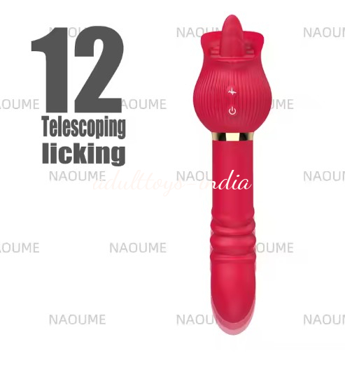 True Tongue Licking Telescopic Thrusting Rose Vibrator For Women - Image 2