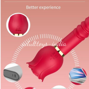 True Tongue Licking Telescopic Thrusting Rose Vibrator For Women