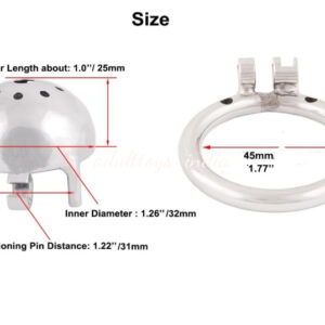 Metal Chastity Device Male Comfortable Virginity Lock Chastity Belt with Small Cage (1.77 inch / 45mm)