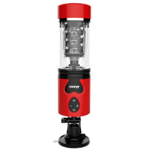 Hand Free Automatic Multi Speed Vibration Rotate Telescopic Male Masturbator | Red