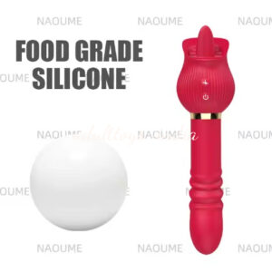 True Tongue Licking Telescopic Thrusting Rose Vibrator For Women