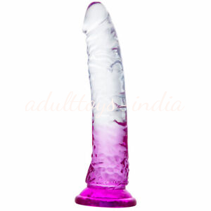 Size Queen 8 Inches Purple Transparent Jelly Dildo For Women