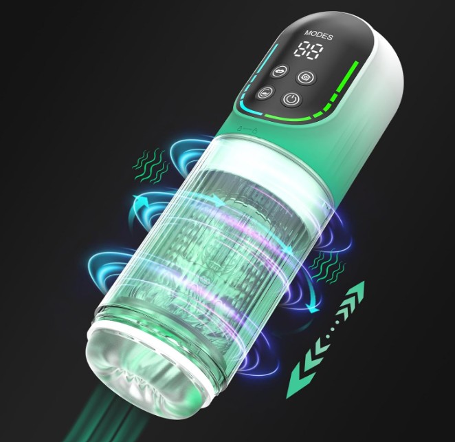 Green Licking Oral Thrusting Rotating Vibrating Suction Penis Stroker Blowjob sex Machine For Men - Image 5