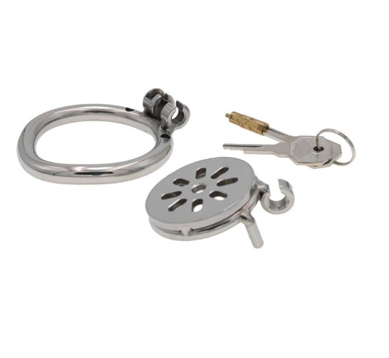 Unique Design Flat Stainless Steel Chastity Lock Male Cage Chastity Device(50mm) - Image 10