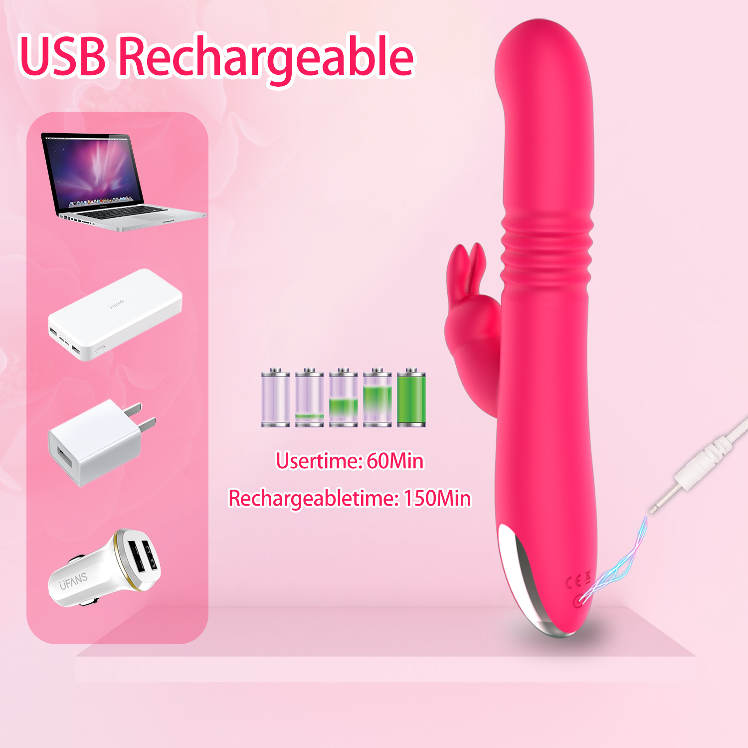 Thrusting Dildo Rabbit Vibrator For Women Sex Toys India - Image 4