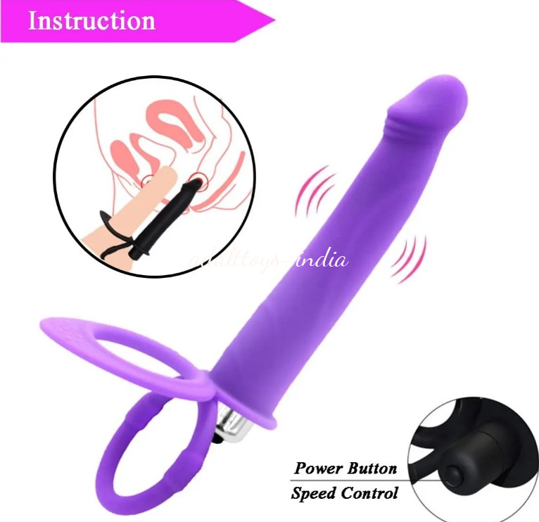 Purple Dildo Vibration With Ring Double Penetration Strapon Anal Dildo India - Image 3