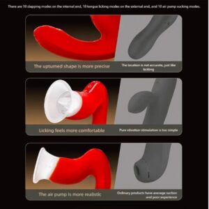 Red 3 in 1 Sucking Tongue And Licking Beater Clitoral Vibrator For Women