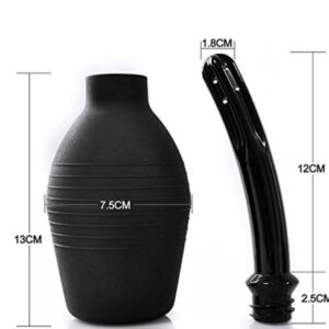 Anal Vagina Silicone Doll Enema Bulb with Arc Shape in Black