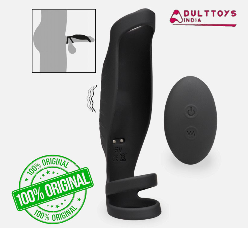 Black Powerful Vibrating Penis Sleeve Extender Cock Ring With Wireless Remote Control - Image 5