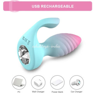 2 in1 Anal Buttplug Remote Control Vibrator Clitoris Stimulator with 10 Vibrating Frequency