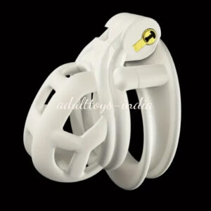 White Chastity Lock Lightweight Double Solitary Face Ring Design with Key and Lock for Male