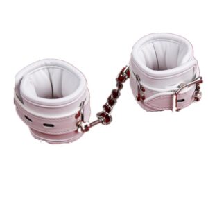 White PU Leather Handcuffs Wrist Restraint