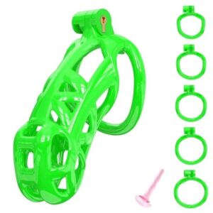 Maxi Green Cobra 3D Printed Chastity Device With Urethral with 5 Sizes Breathable Rings