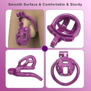 3D Printed Cobra NUB Chastity Kit With Urethral with 5 Sizes Breathable Rings Purple