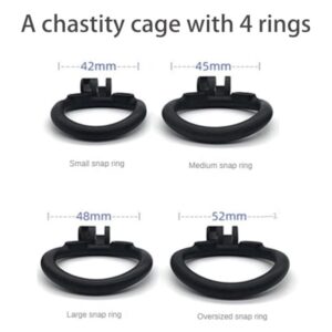Invisible Lock Male Comfortable Cobra Nano Chastity Device with 4 Rings