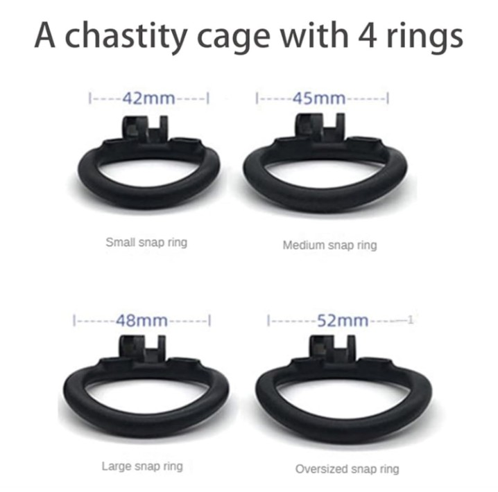 Invisible Lock Male Comfortable Cobra Nano Chastity Device with 4 Rings - Image 6