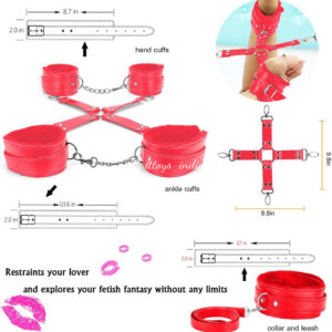 BDSM Bondage 14 Pieces Kit - RED