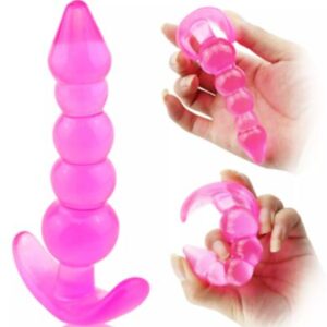 2 Pieces Combo Pink Purple 5 Beaded Anal Butt Plug