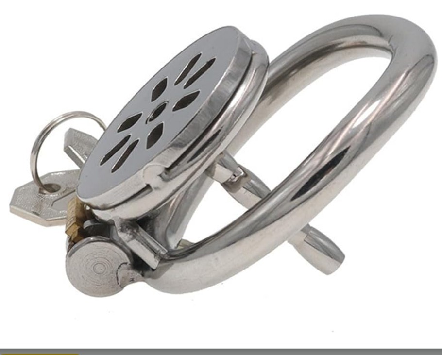 Unique Design Flat Stainless Steel Chastity Lock Male Cage Chastity Device(50mm) - Image 4