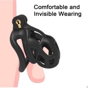 Invisible Lock Male Comfortable Cobra Nano Chastity Device with 4 Rings