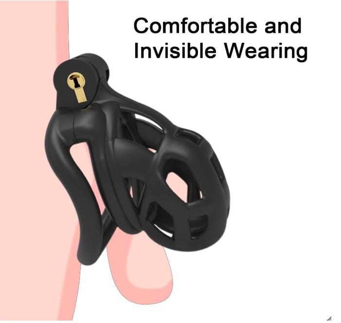 Invisible Lock Male Comfortable Cobra Nano Chastity Device with 4 Rings - Image 7