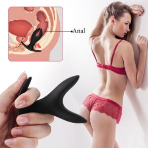 V Shape Black Vibration Anal Butt Plug Expander 2 Wings Unisex