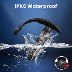 Black Automatic Thrusting Prostate Massager With Dual Cock Rings For Men