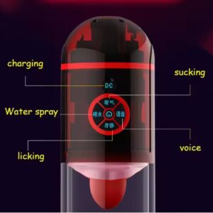 Water Spray Deep Throat Oral Tongue Licking Automatic Sucking Masturbator For Men