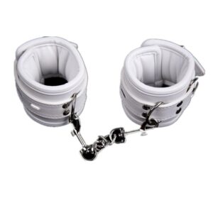White PU Leather Handcuffs Wrist Restraint